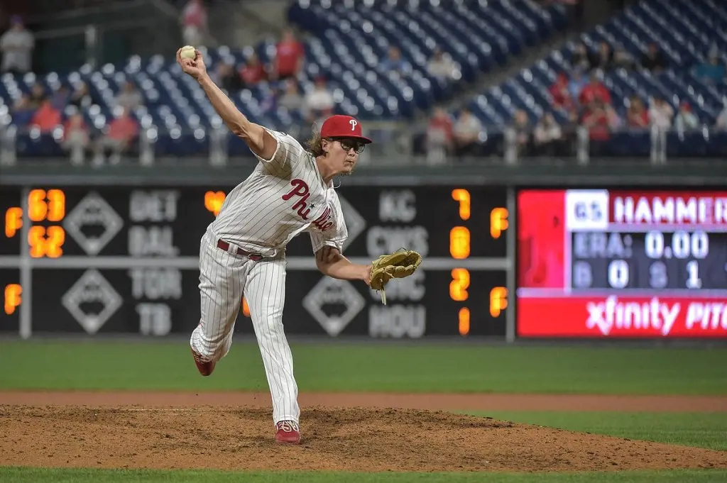 Navarro College alumni JD Hammer playing for the Phillies