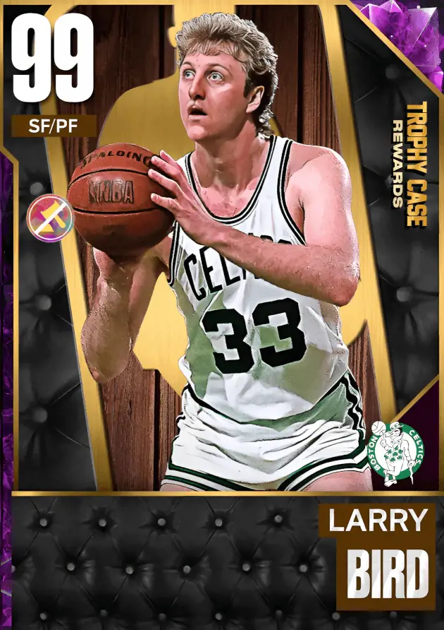 Larry Bird Dark Matter 99 OVR trophy case card