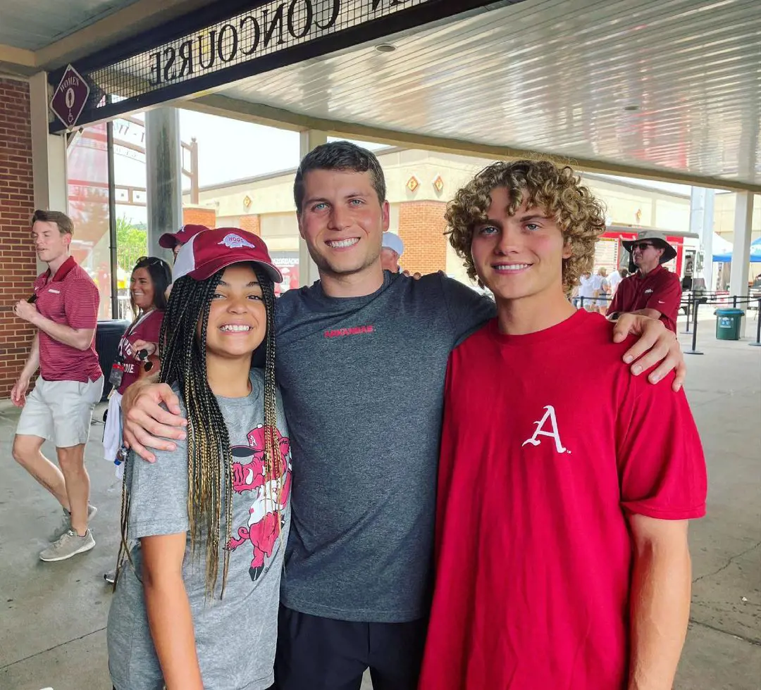 Matthew (right) with his siblings at Baum Stadium in June 2021.