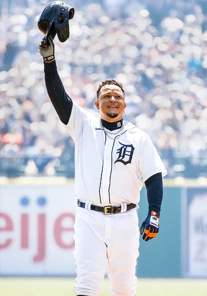 Cabrera during first inning action on April 23, 2022 at Comerica Park.