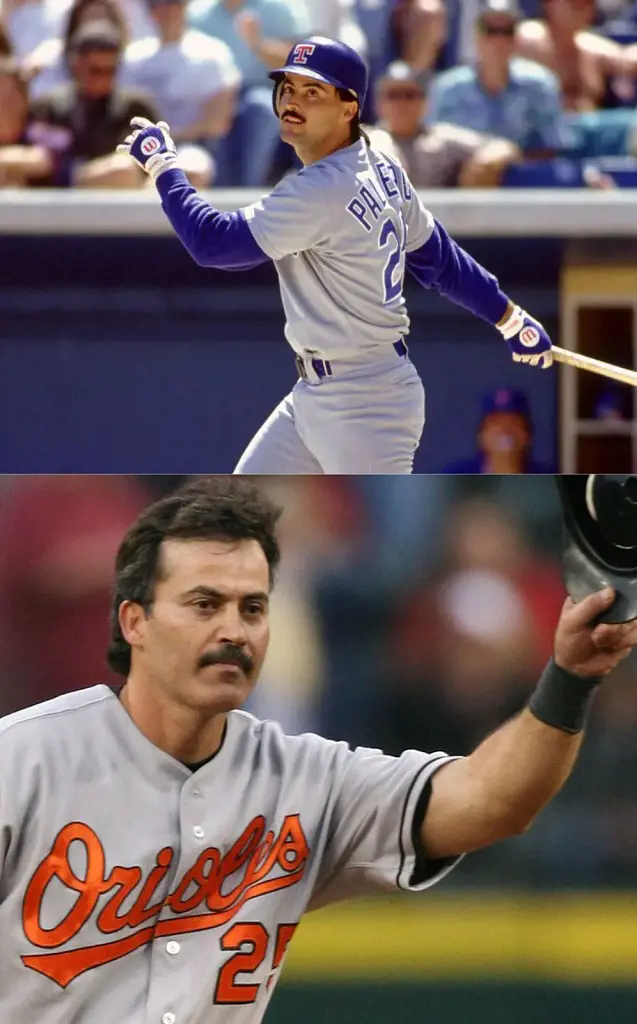 Rafael Palmeiro at Comiskey Park in Chicago, Illinois during the 1992 season (Photo by Ron Vesely).