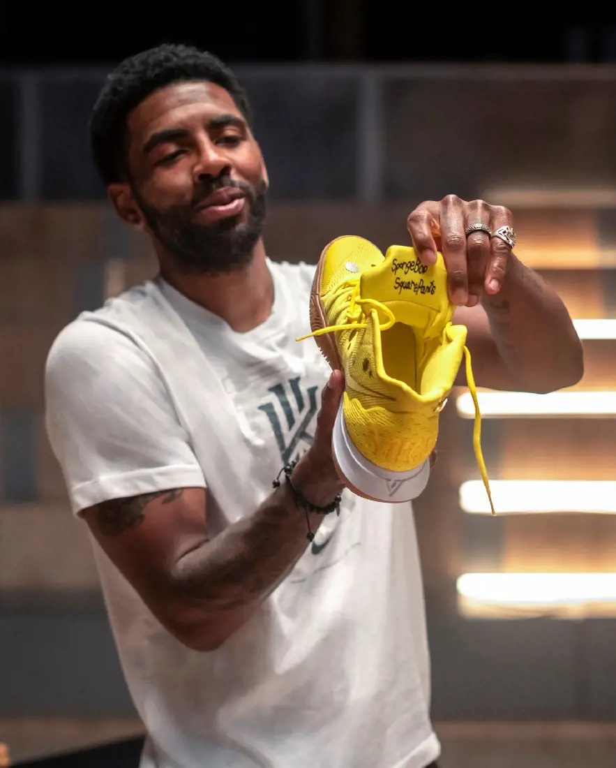 Irving is promoting his new Nike sneaker, which is inspired by SpongeBob SquarePants.