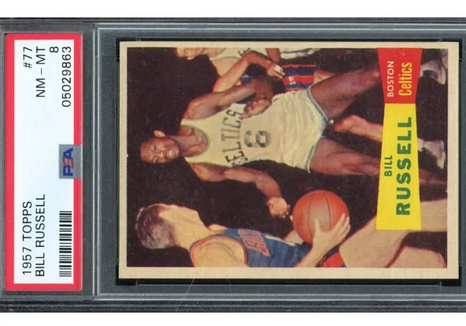 A 1957 Topps Basketball #77 Bill Russell PSA MT 8