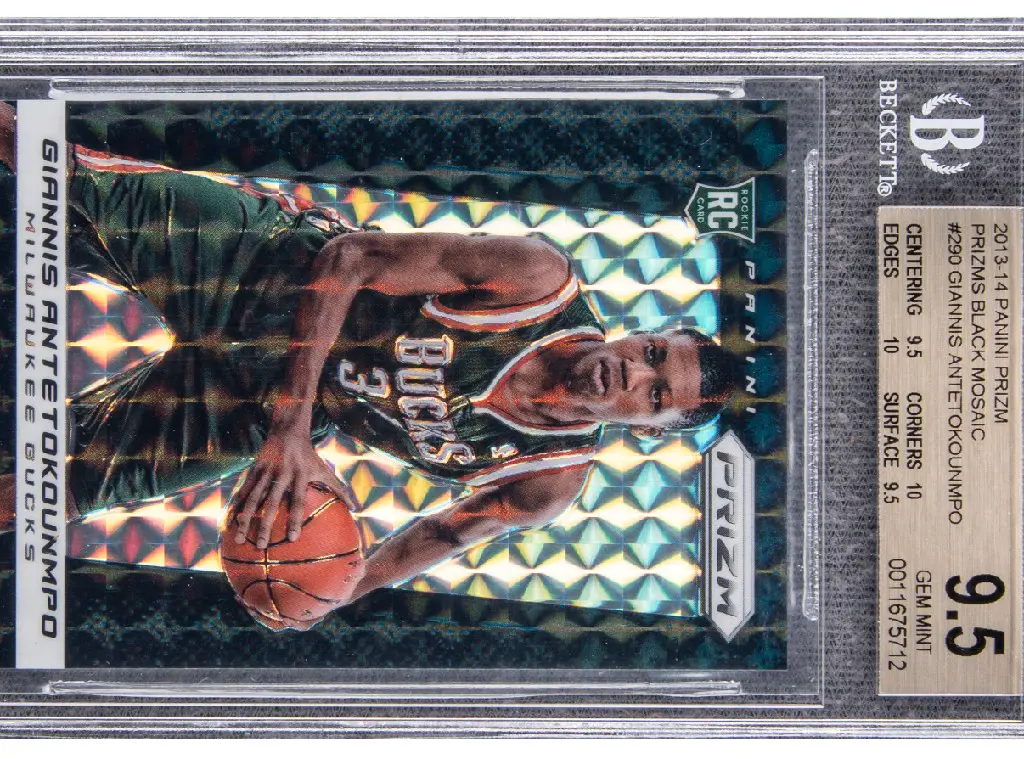 The 2013-14 Panini Prizm Black Mosaic Giannis Antetokounmpo topped $1 million