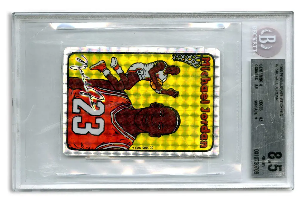 A 1985 Prism Jewel Stickers #7 Michael Jordan BGS 8.5