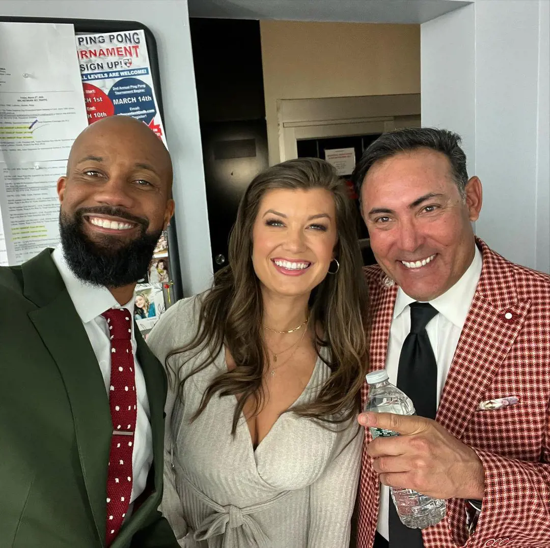 Melanie Newman with Chris Young (L) and Ruben Amaro, Jr. on MLB Networks