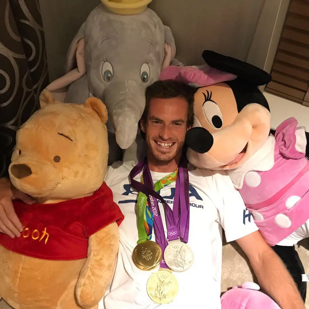 Murray with his kids' toys and plushie.