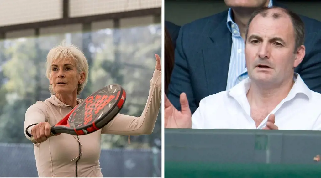 Judy playing tennis at Edinburgh and William watching a match at Wimbledon 2011.