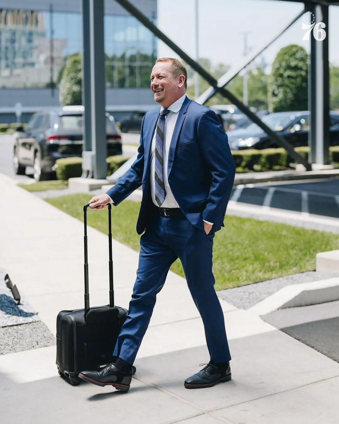 Nick Nurse arrives for his announcement as the new head coach of Philadelphia in June 2023