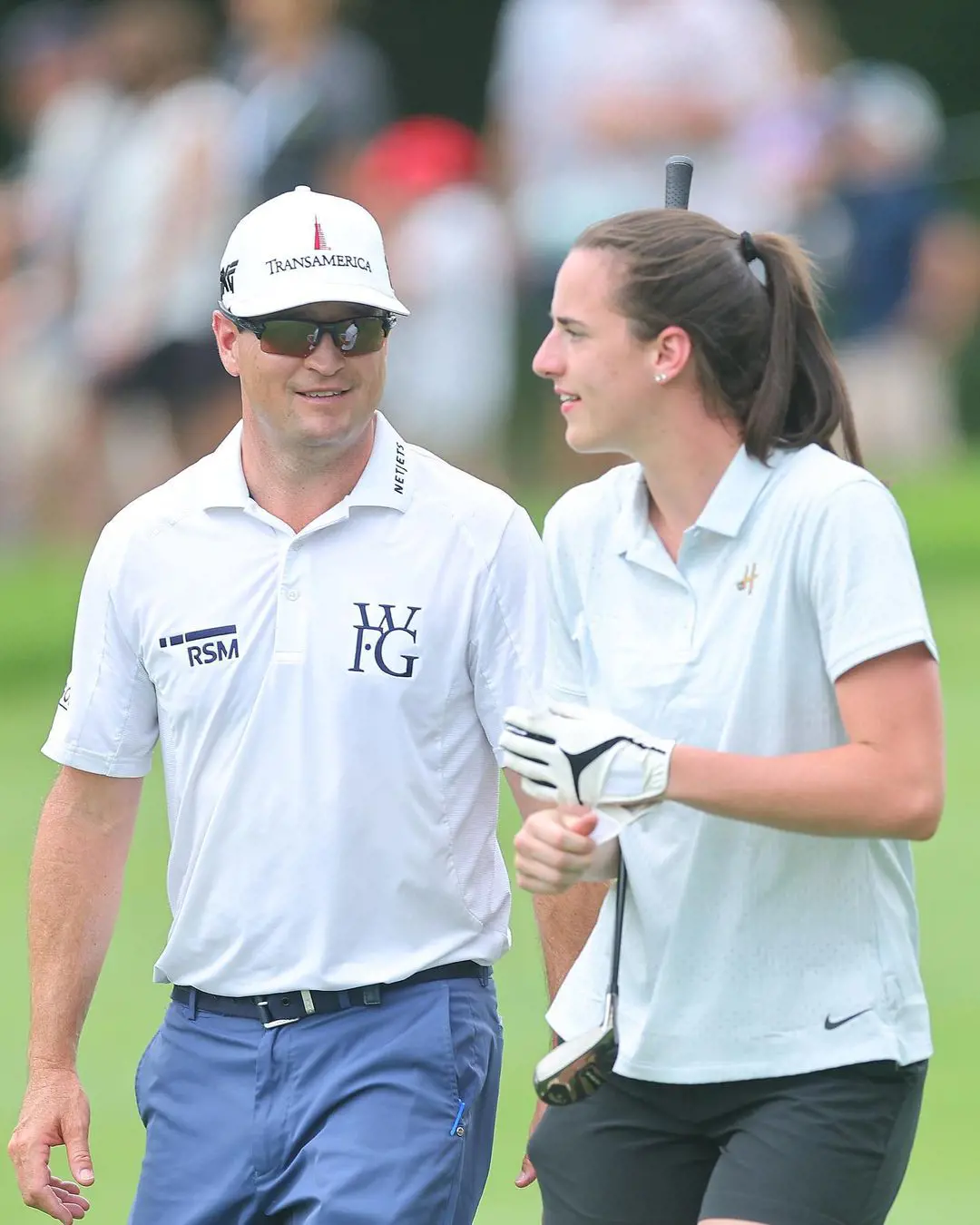 Zach Johnson with a Iowa women's basketball player Caitlin Clark during the Ryder Cup in July 2023