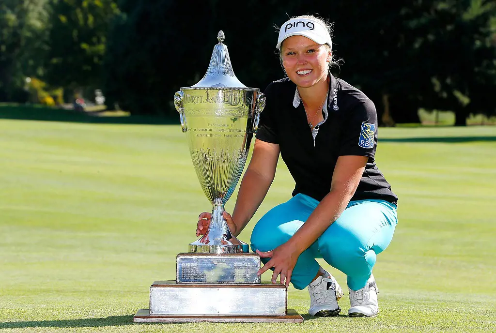 Brooke with the Portland Classic trophy. 