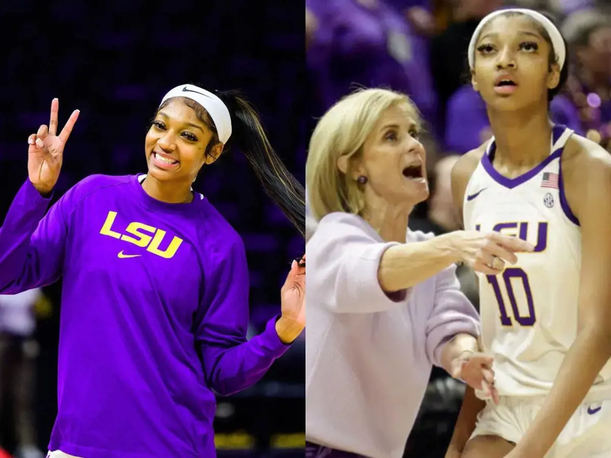 Reese with LSU head coach Kim Mulkey during the game 