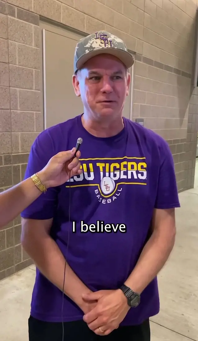 Craig during an interview after LSU win over Wake Forest in June 2023 in CWS