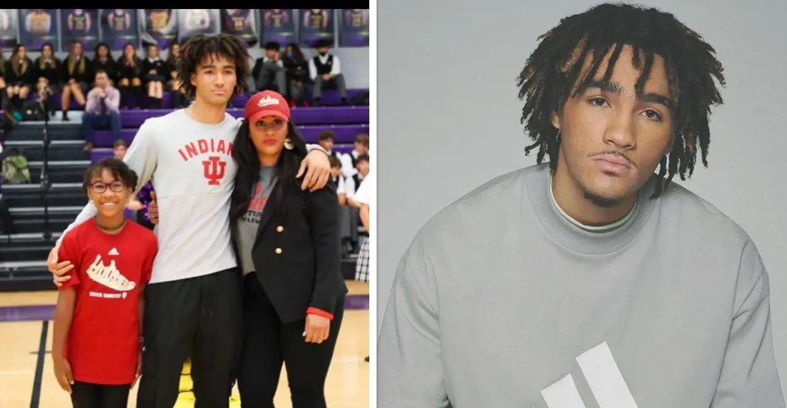 Jalen, Angel, and Ava during Jalen's signing with the Hoosiers in 2021.