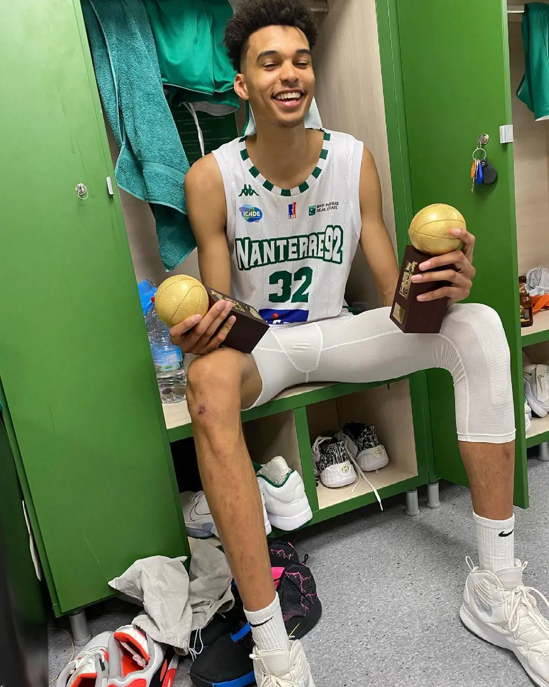 Victor with his personal accolades while playing for Nanterre 92.