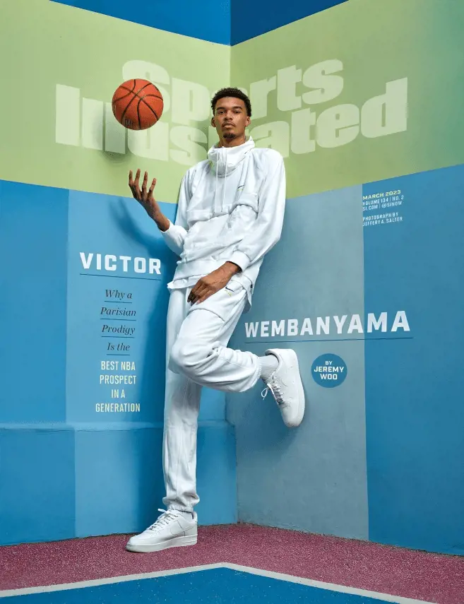 Wembanyama featured on the March cover of Sports Illustrated.