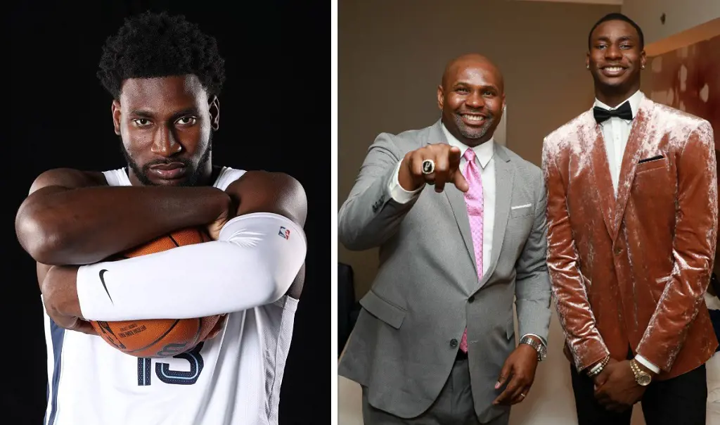 Jaren Jr. and Jaren Sr. (right photo) at the 2018 NBA Draft.