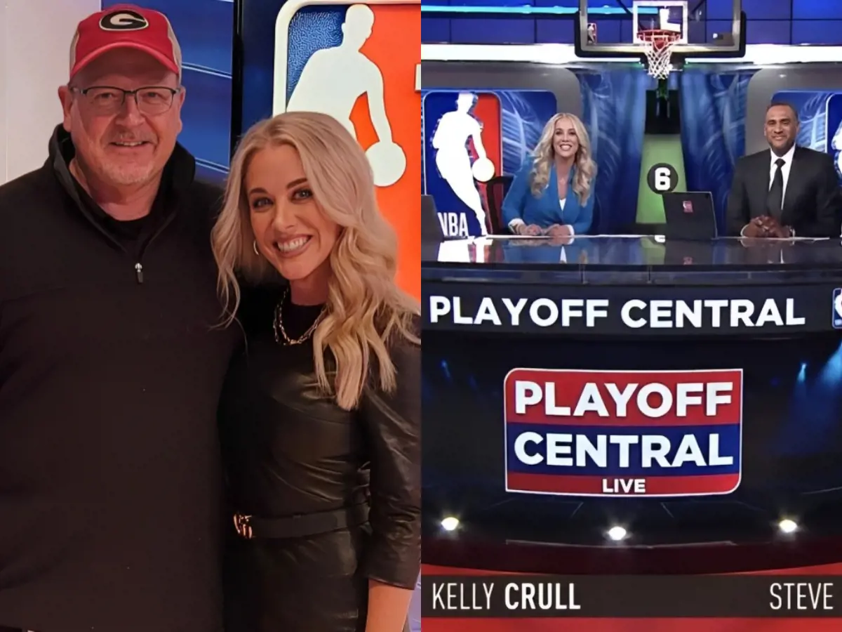 (Right) Kelly and Steve hosting Playoff Central LIve on April 26, 2023