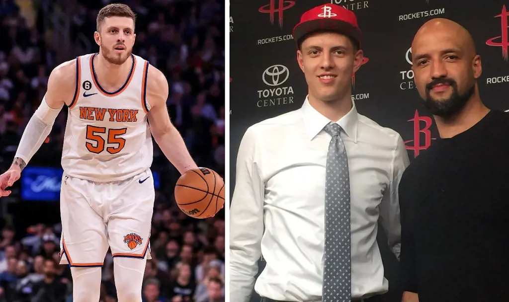 Isaiah and Florian (right photo) during the former's signing with the Rockets in 2017.