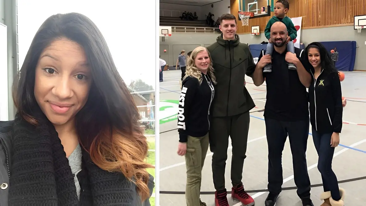 Jasmine with Flo, Theresa, Isaiah, and Shawn (right photo) in February 2018.