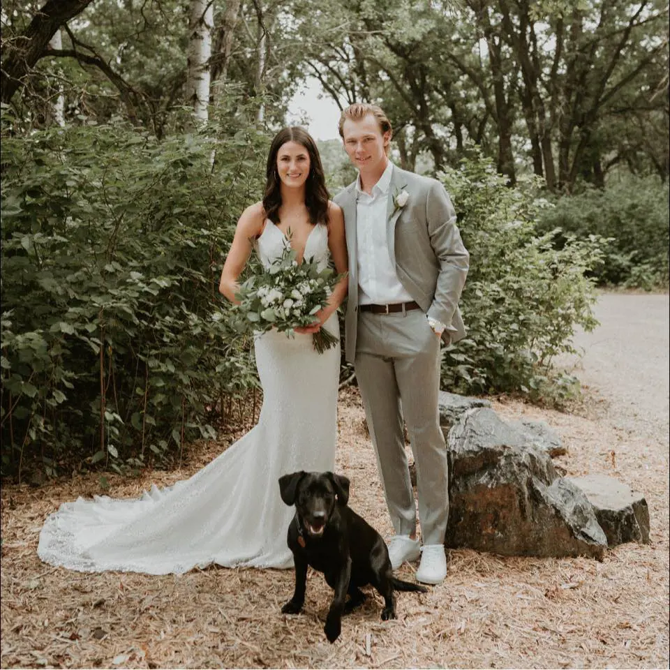 Morgan and Emma looking stunning at their wedding. 