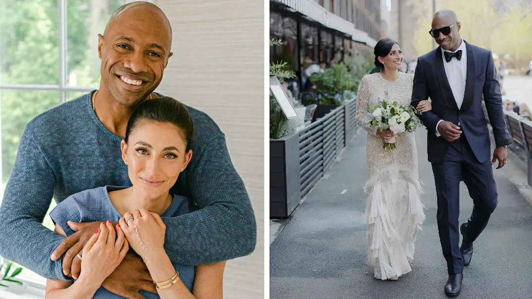 Jay and Nikki (right photo) after their ceremony in 2018.