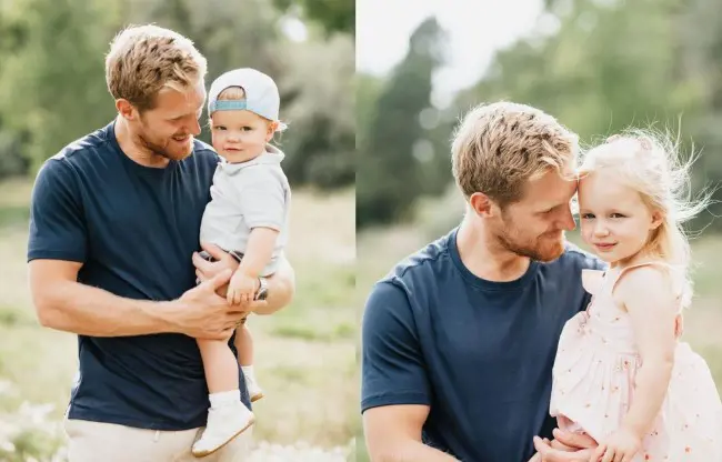 Gabe with Luke [left] and Linnea Rae [right] while celebrating their birthdays.