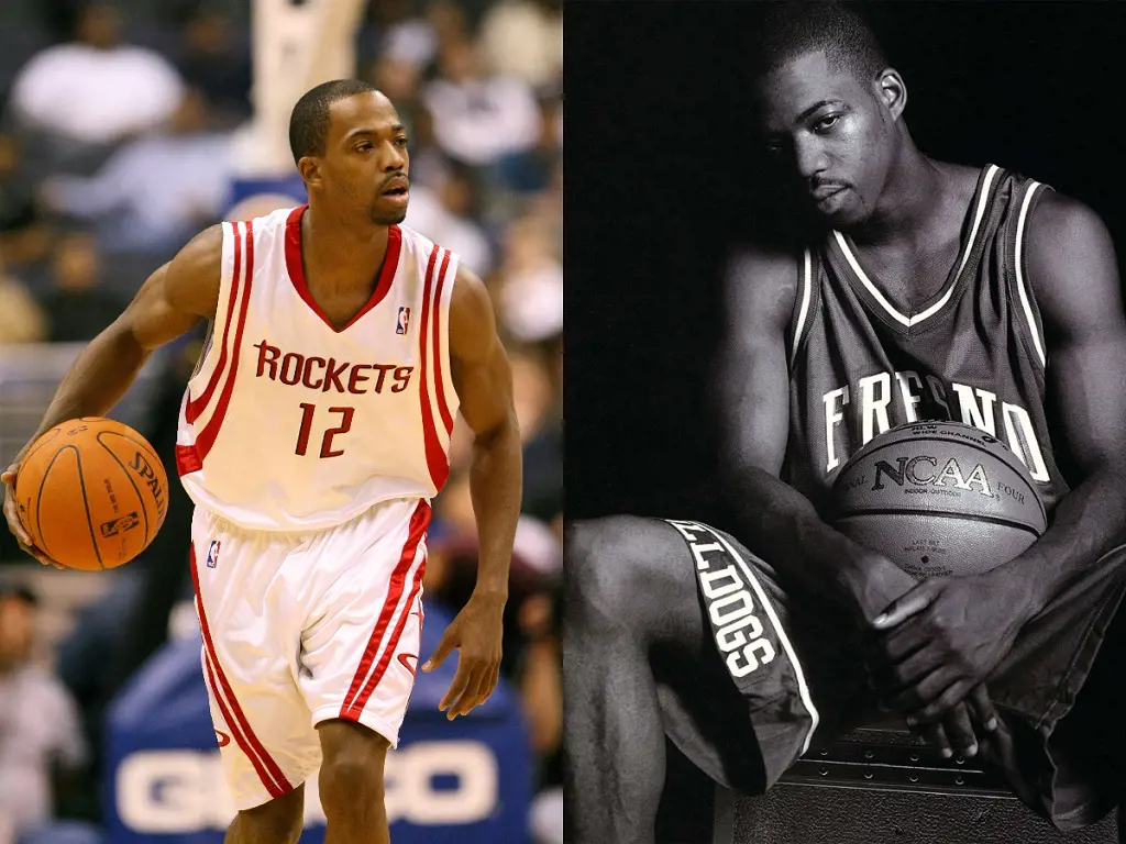 Alston, a former Fresno City College basketball player, holds an NCCA basketball