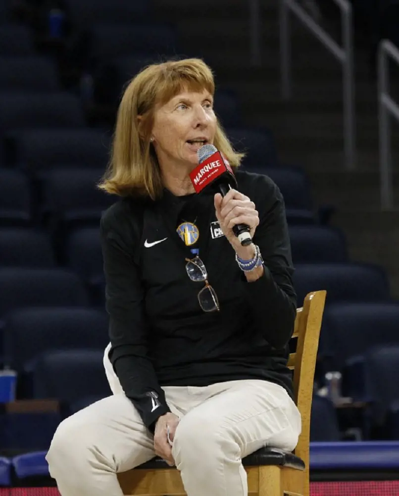 Margaret Stender participates in the the TitleIX panel discussion after Sky's game in June 2022