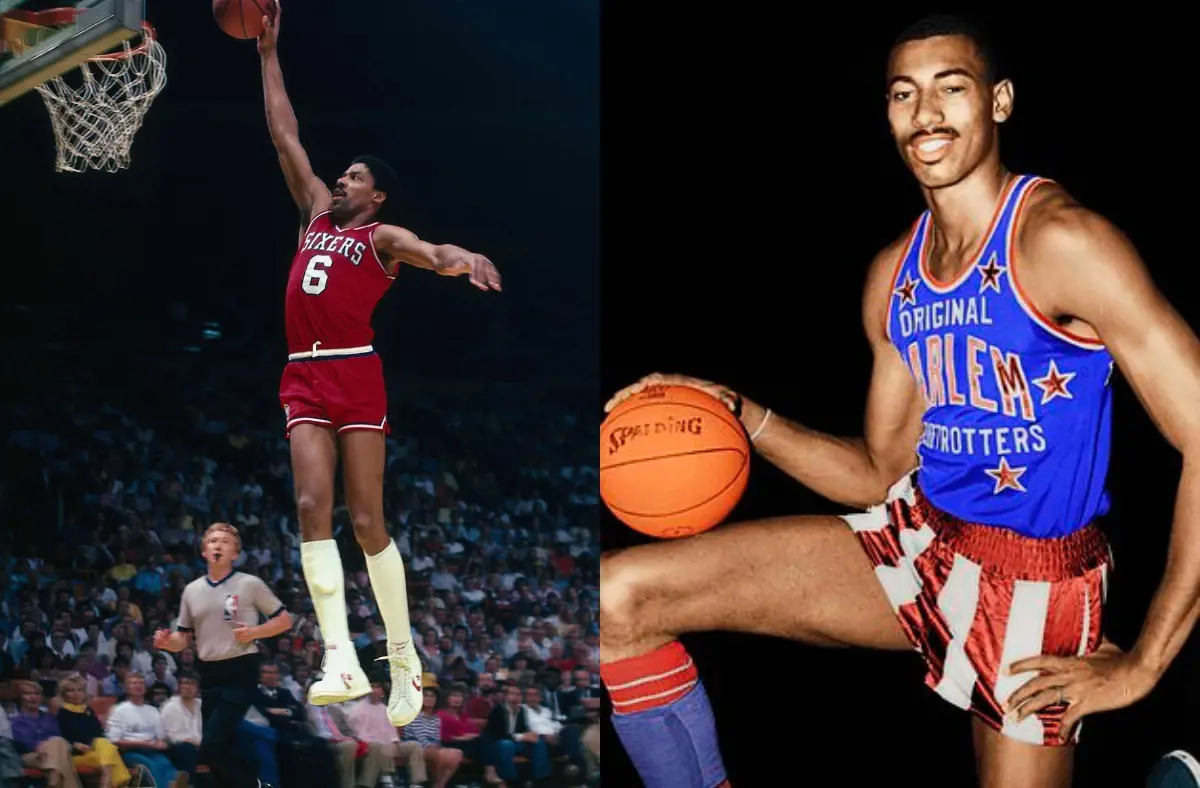 Former Laker Wilt Chamberlain leaps for basket