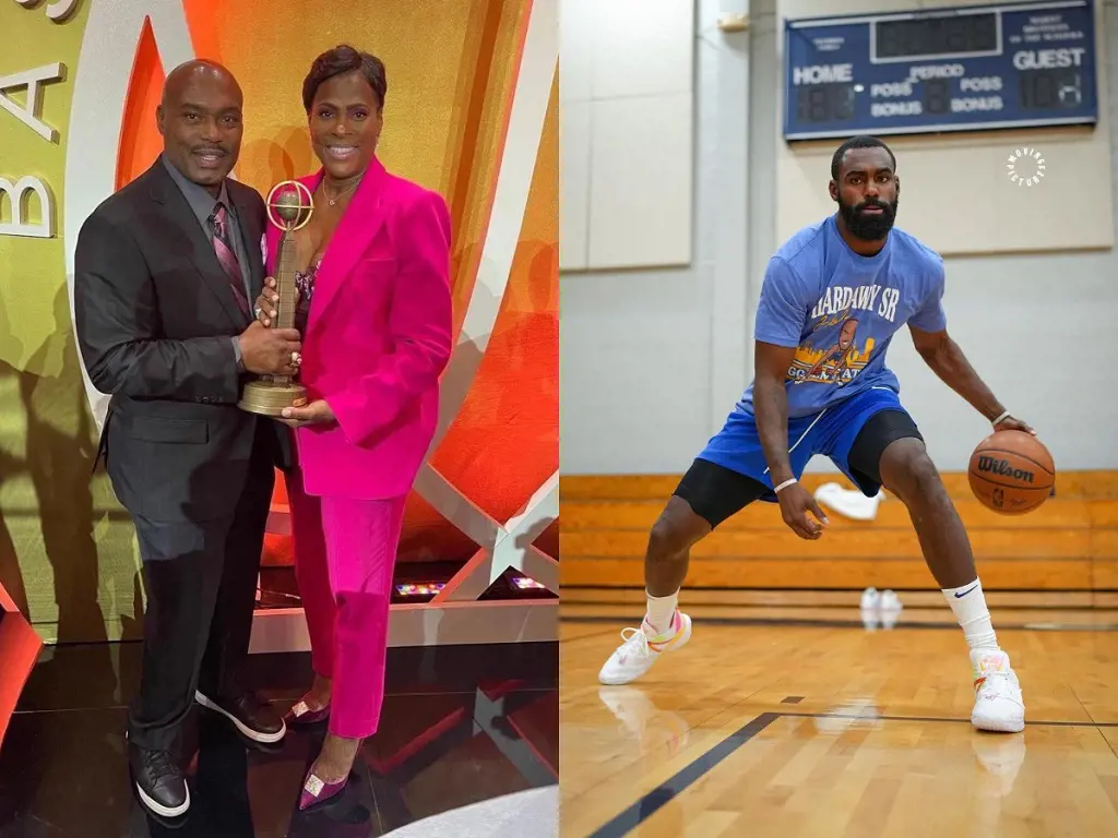 Tim Hardaway Sr and Yolanda(left) holding award. 