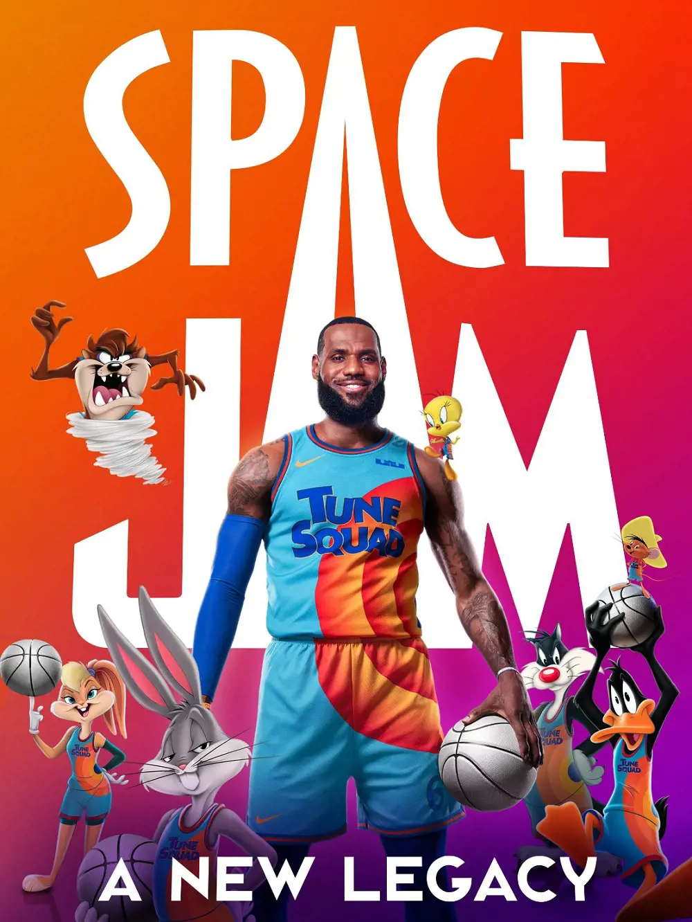 LeBron James with his Tune Squad in the 2021 sequel